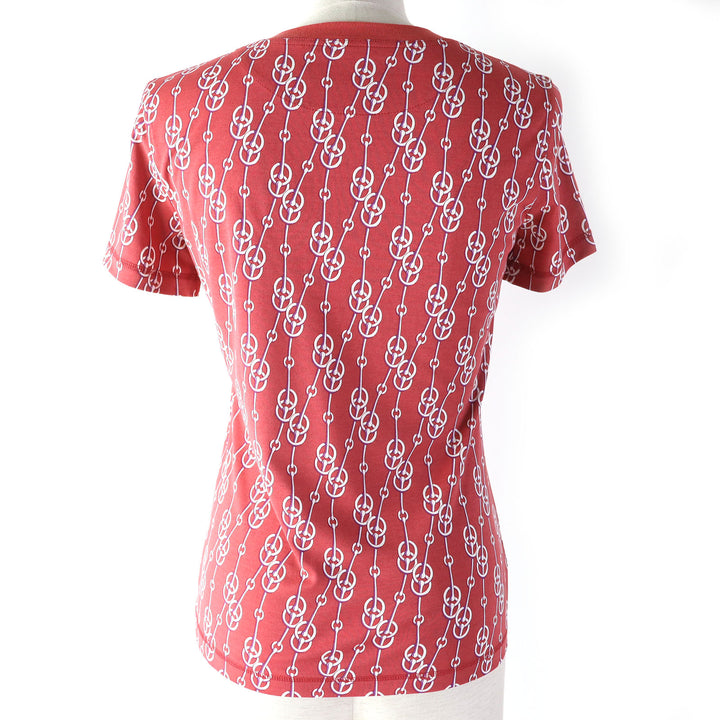 Discounted Excellent HERMES Short sleeve T-shirt All-over pattern design Red series 34