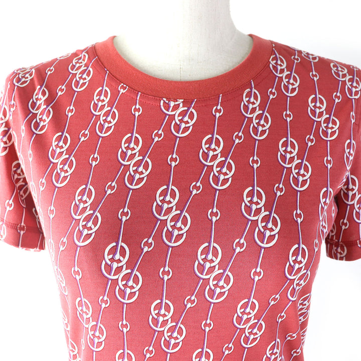 Discounted Excellent HERMES Short sleeve T-shirt All-over pattern design Red series 34