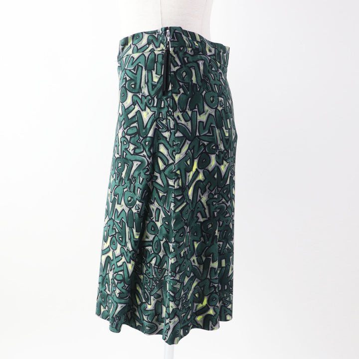 Discounted Pristine LOUIS VUITTON skirt Graffiti BoxPleated Green system Rayon Women 34