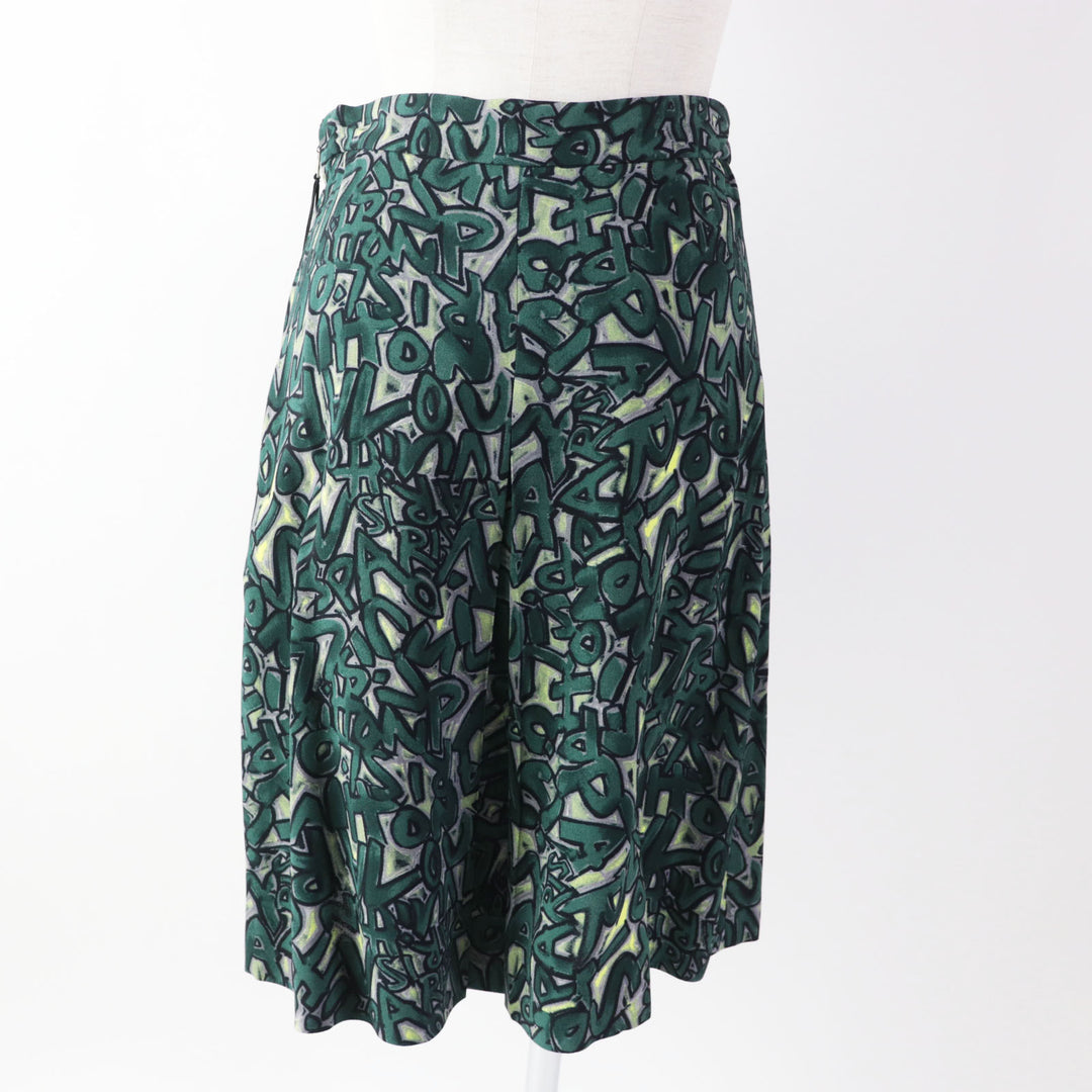 Discounted Pristine LOUIS VUITTON skirt Graffiti BoxPleated Green system Rayon Women 34