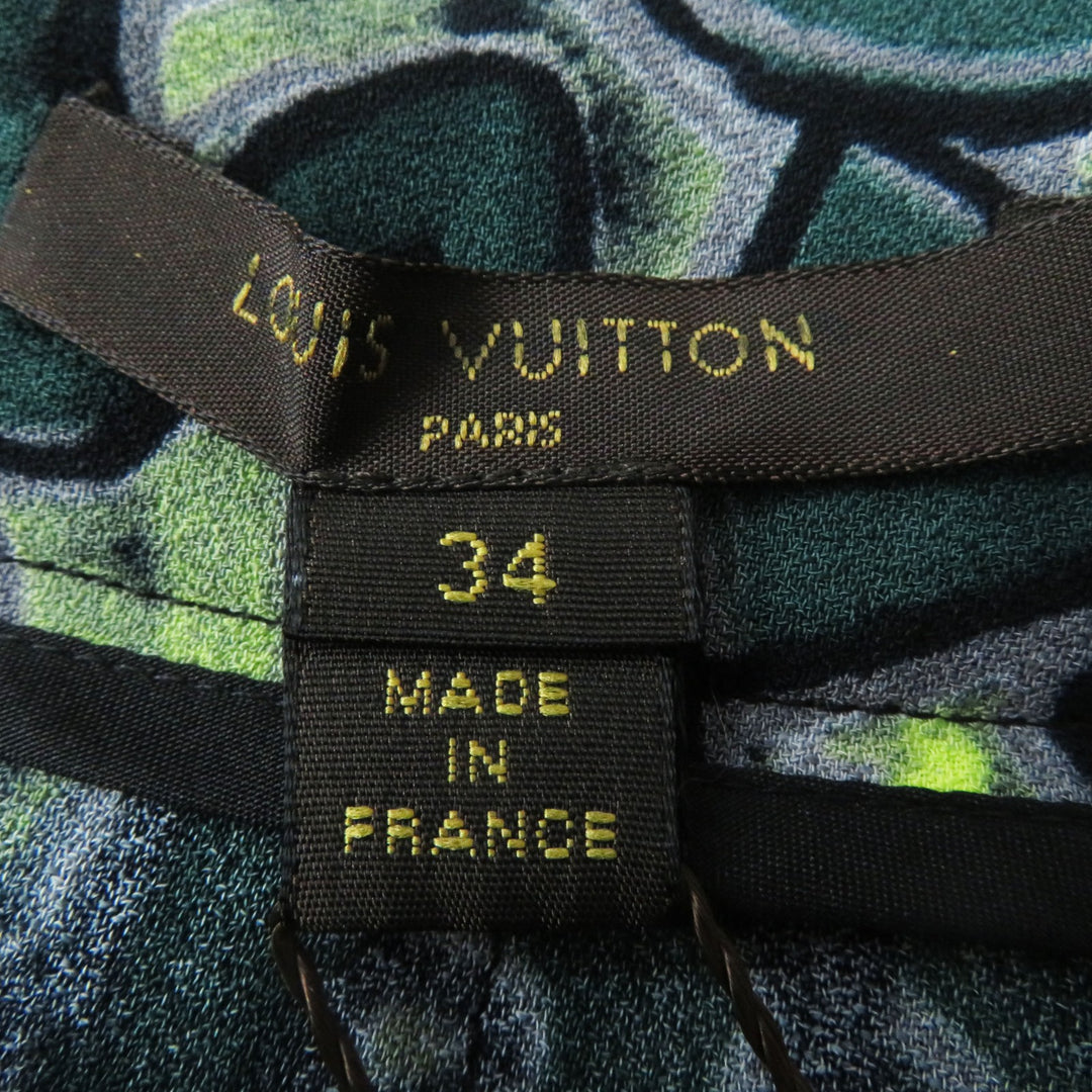 Discounted Pristine LOUIS VUITTON skirt Graffiti BoxPleated Green system Rayon Women 34