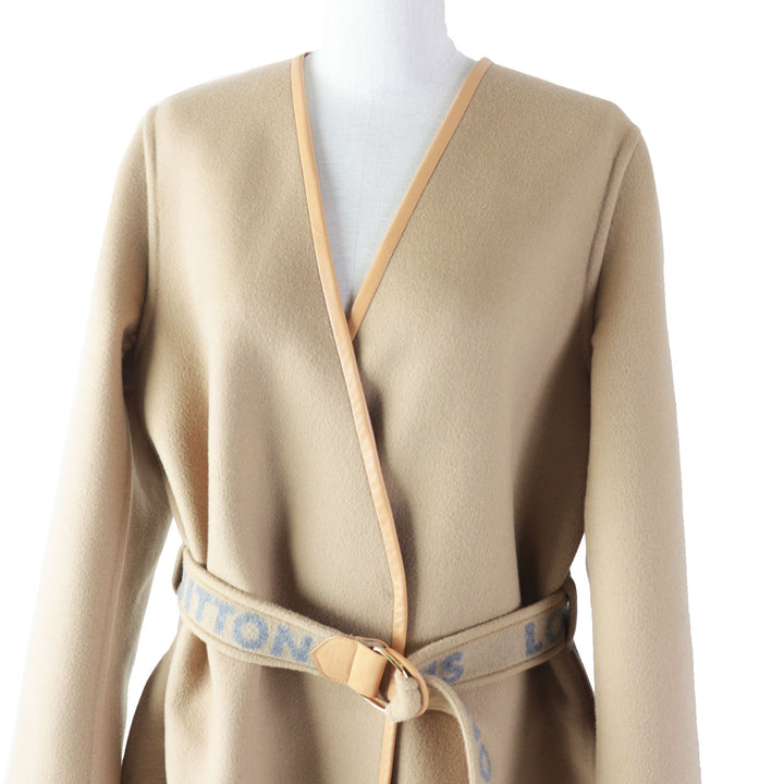Discounted Great LOUIS VUITTON coat Leather piping, Monogram lining, Belted wrap Women 38