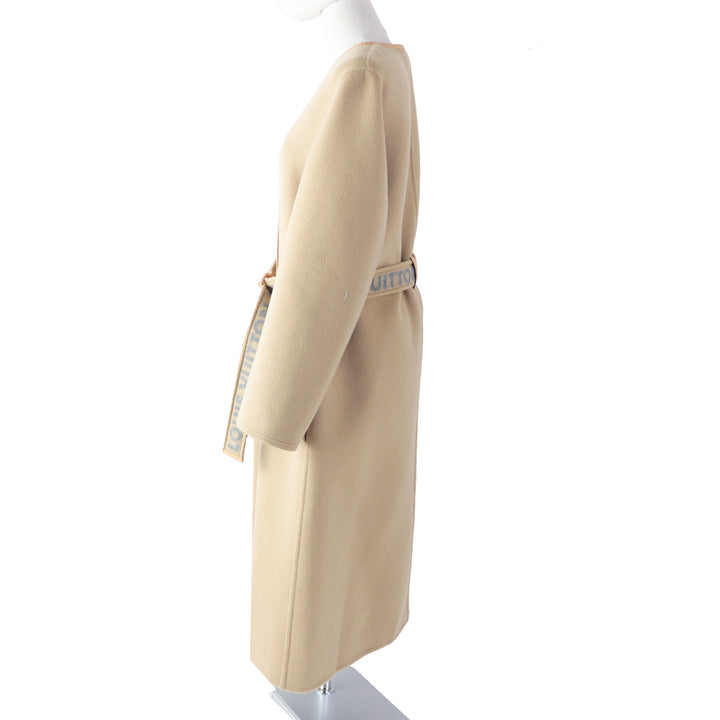 Discounted Great LOUIS VUITTON coat Leather piping, Monogram lining, Belted wrap Women 38