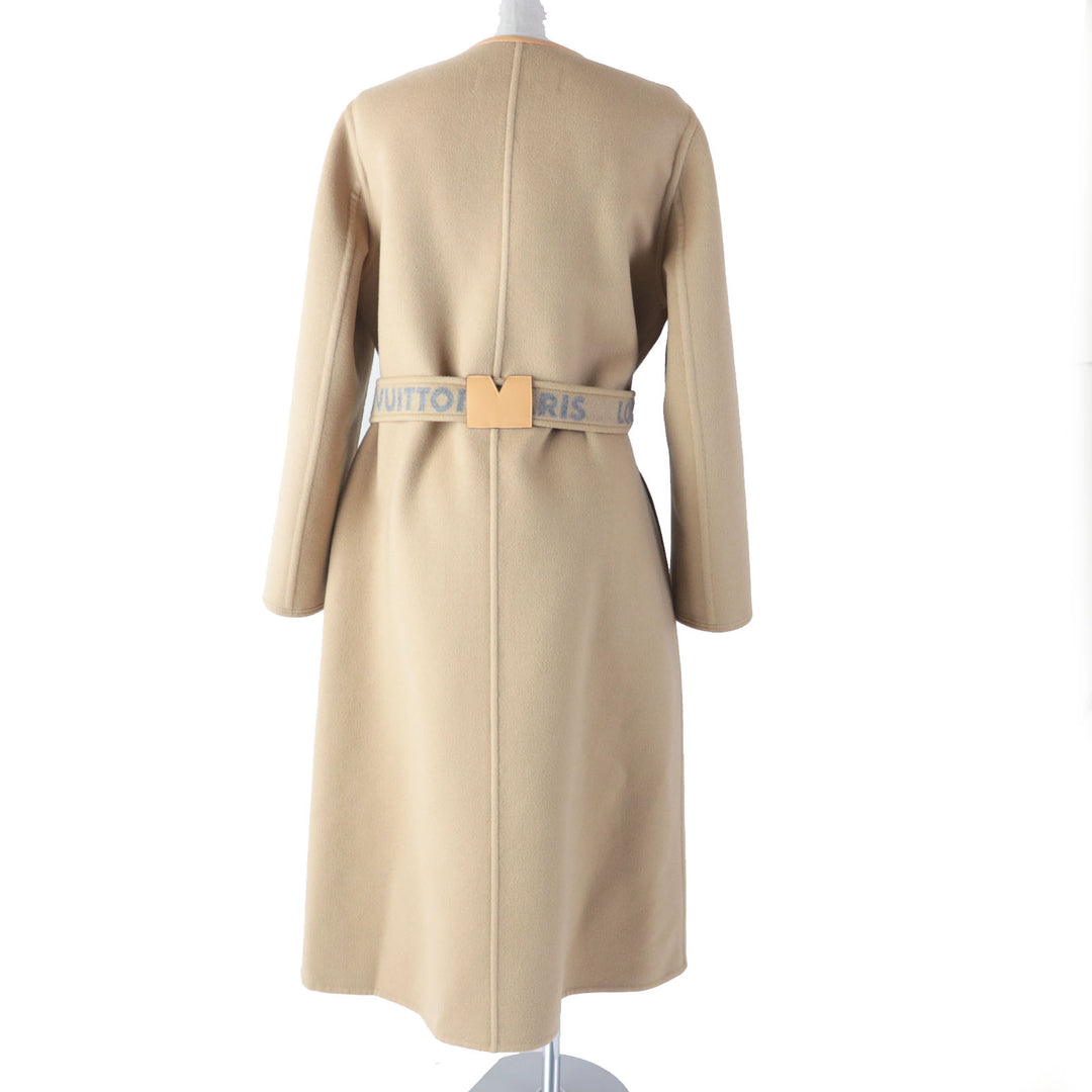 Discounted Great LOUIS VUITTON coat Leather piping, Monogram lining, Belted wrap Women 38