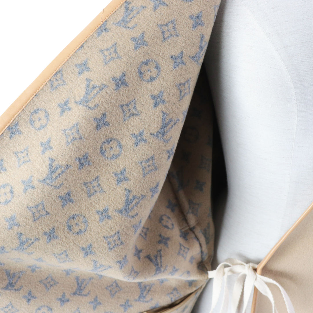 Discounted Great LOUIS VUITTON coat Leather piping, Monogram lining, Belted wrap Women 38