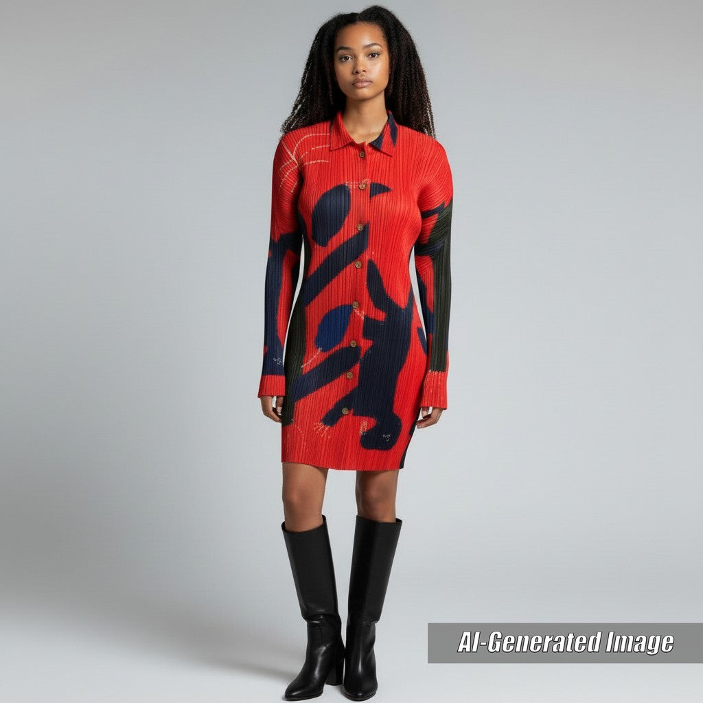 Discounted Excellent PLEATS PLEASE Jacket tree&dinosaur Rare Red series Women 3 PP94-JK536