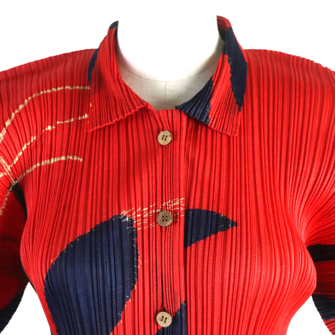 Discounted Excellent PLEATS PLEASE Jacket tree&dinosaur Rare Red series Women 3 PP94-JK536