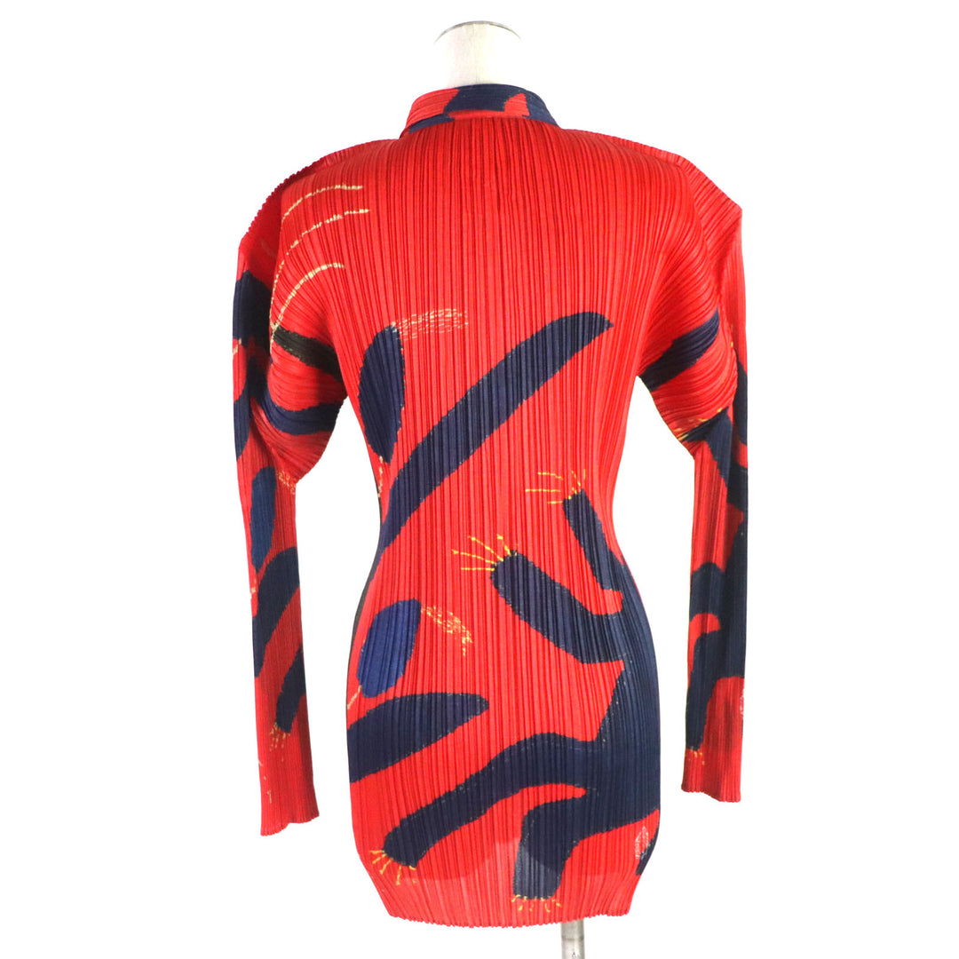 Discounted Excellent PLEATS PLEASE Jacket tree&dinosaur Rare Red series Women 3 PP94-JK536