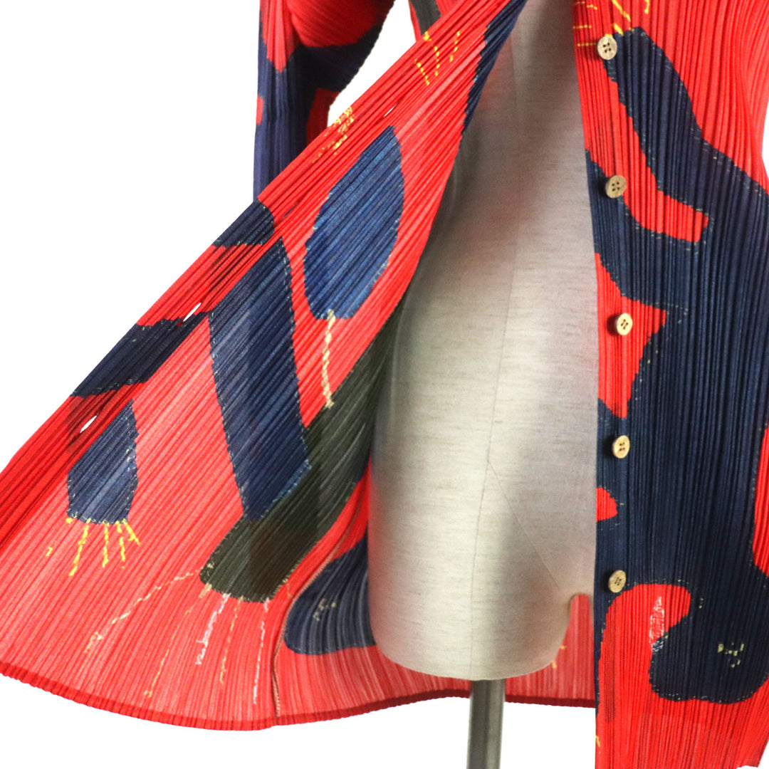 Discounted Excellent PLEATS PLEASE Jacket tree&dinosaur Rare Red series Women 3 PP94-JK536