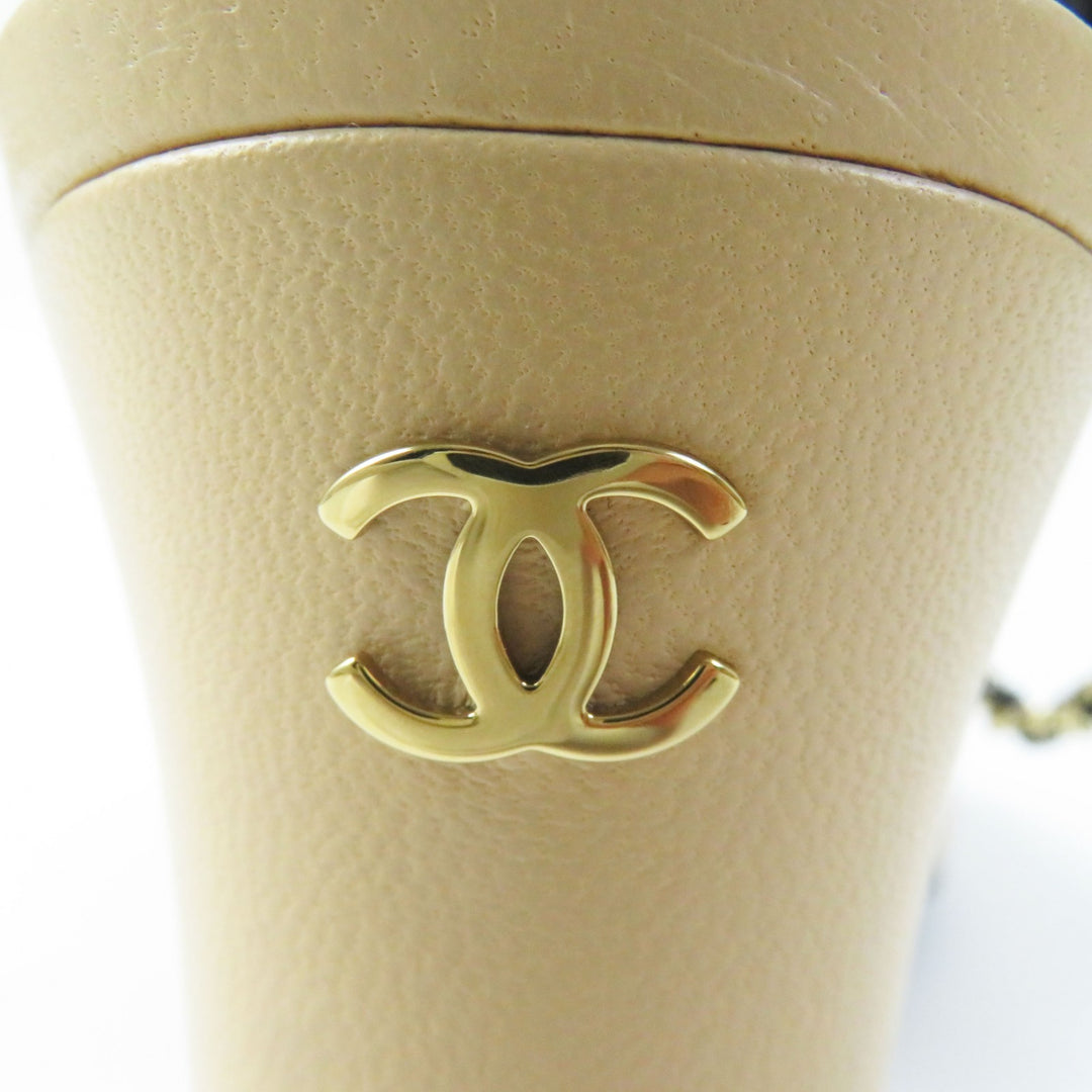 Discounted Pristine CHANEL Sandals Chain strap with COCO Mark Beige black leather Women 36