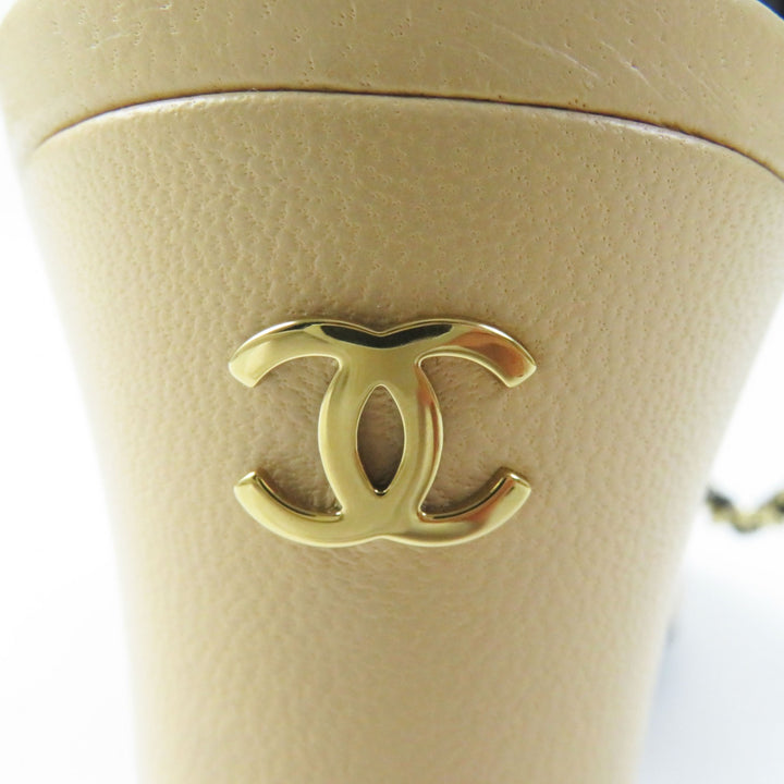 Discounted Pristine CHANEL Sandals Chain strap with COCO Mark Beige black leather Women 36