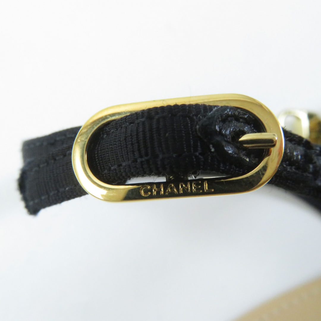 Discounted Pristine CHANEL Sandals Chain strap with COCO Mark Beige black leather Women 36
