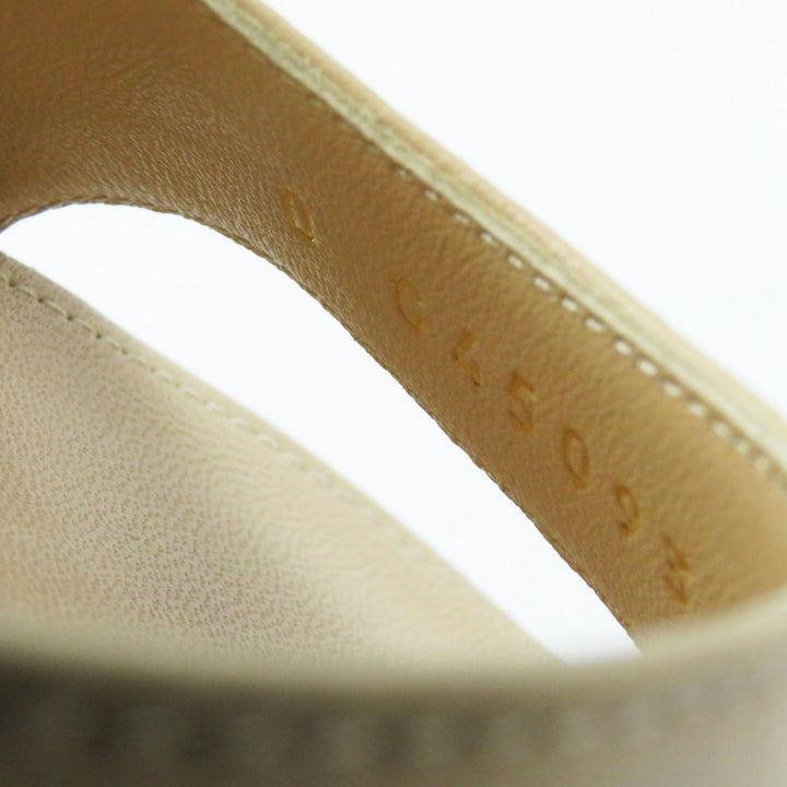 Discounted Pristine CHANEL Sandals Chain strap with COCO Mark Beige black leather Women 36