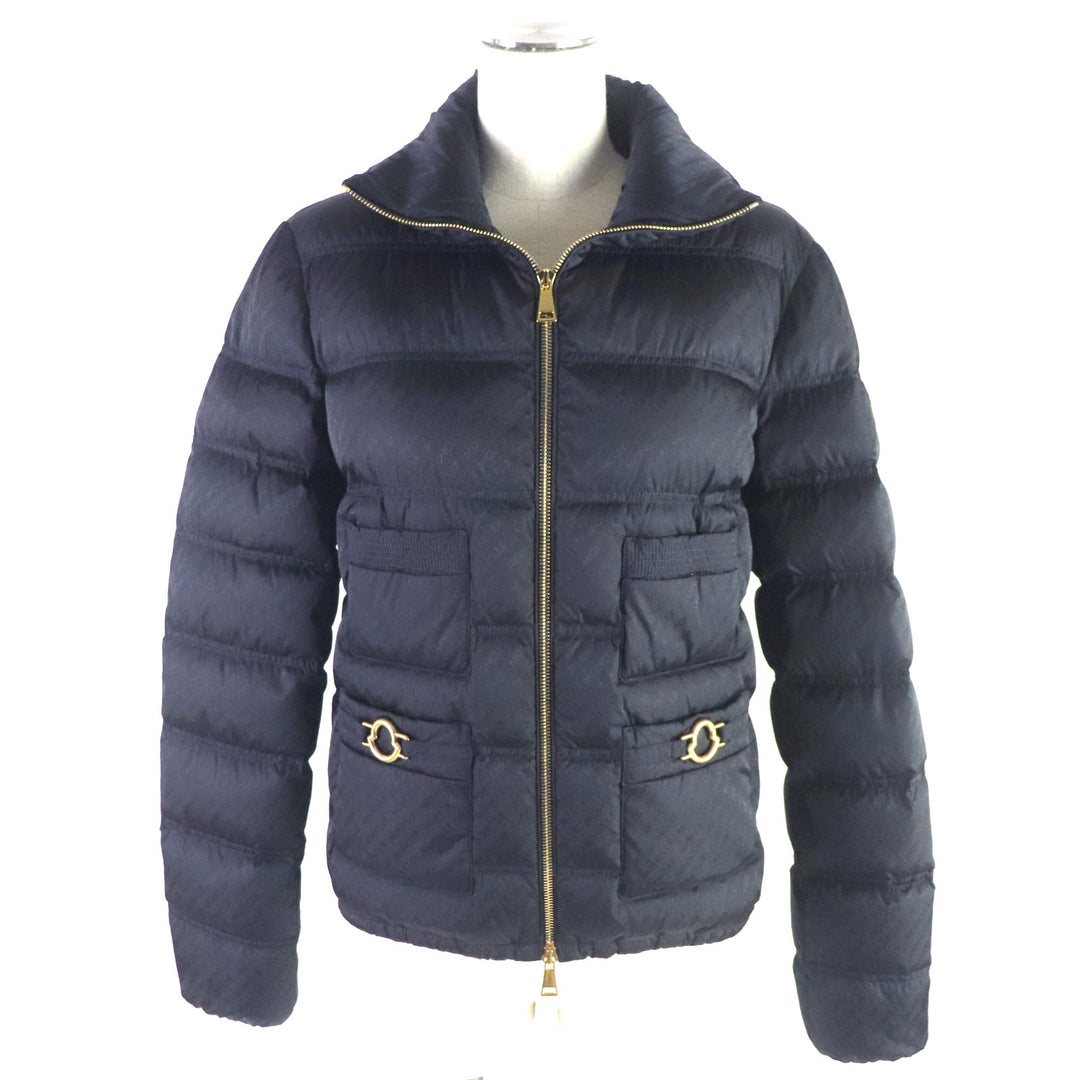 Discounted Excellent MONCLER Down jacket FER Logogram Navy Nylon Women