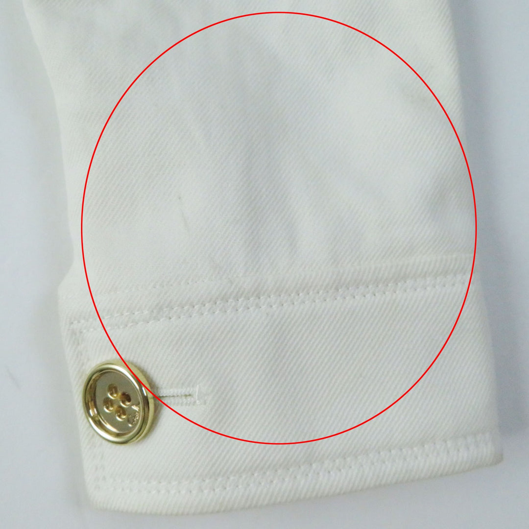 Discounted Excellent COACH Denim Jacket Gold logo button white cotton Women M 81531