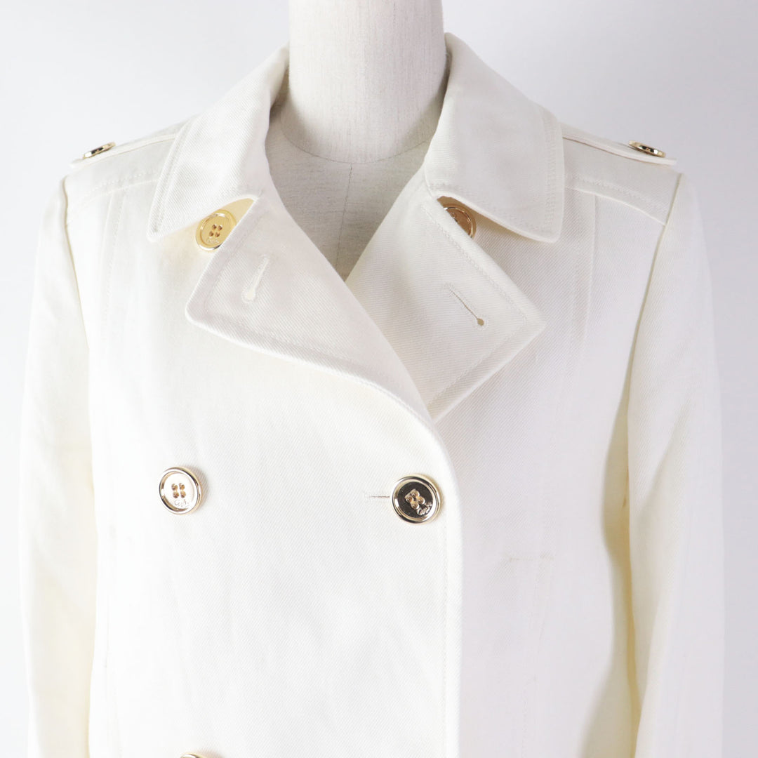 Discounted Excellent COACH Denim Jacket Gold logo button white cotton Women M 81531