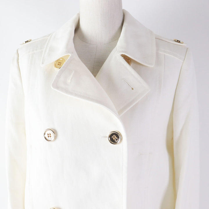 Discounted Excellent COACH Denim Jacket Gold logo button white cotton Women M 81531