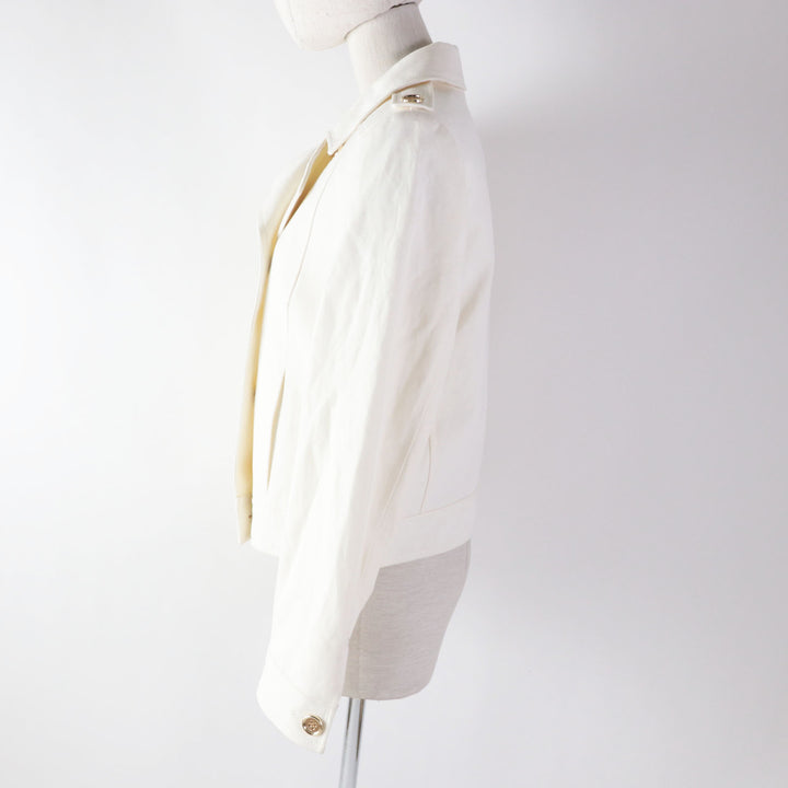 Discounted Excellent COACH Denim Jacket Gold logo button white cotton Women M 81531