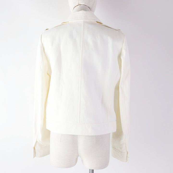 Discounted Excellent COACH Denim Jacket Gold logo button white cotton Women M 81531