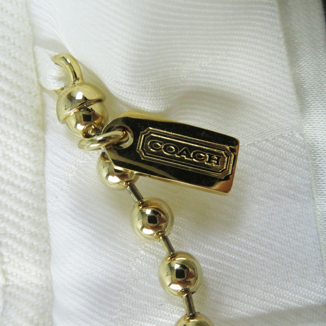 Discounted Excellent COACH Denim Jacket Gold logo button white cotton Women M 81531