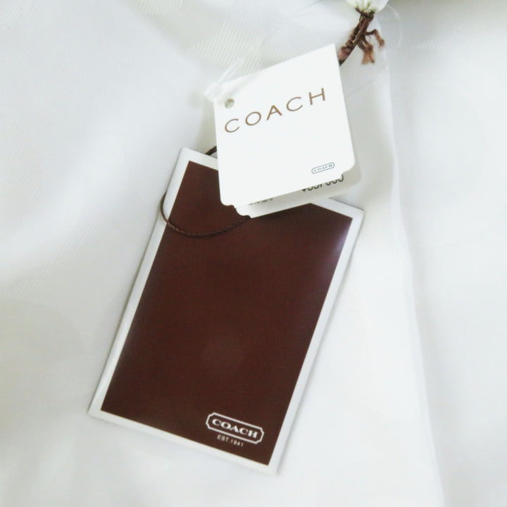 Discounted Excellent COACH Denim Jacket Gold logo button white cotton Women M 81531