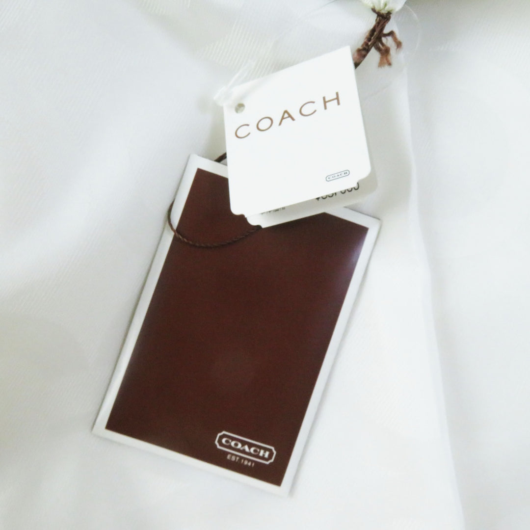 Discounted Excellent COACH Denim Jacket Gold logo button white cotton Women M 81531
