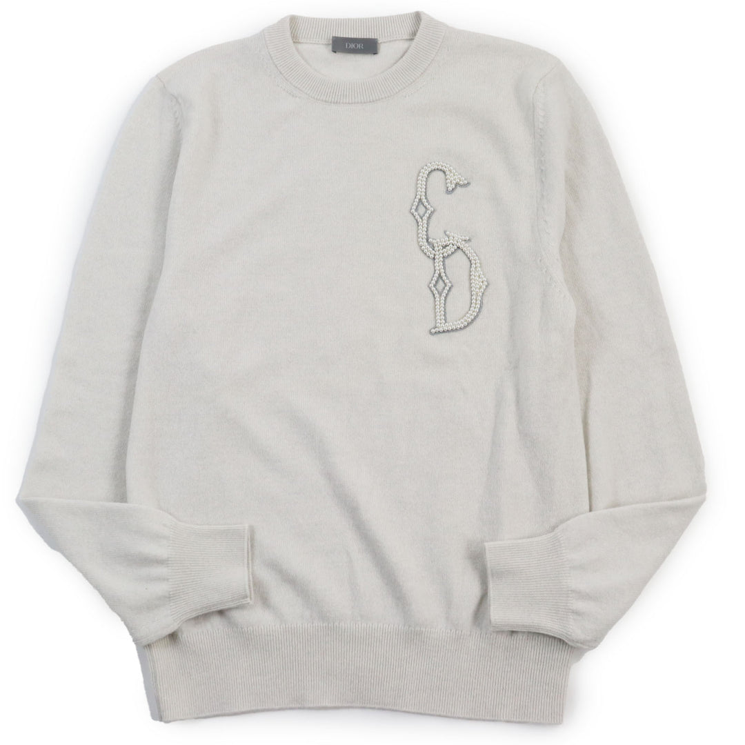 Discounted Excellent DIOR sweater CD Interlace Knit Gray cashmere mens XS 343M640AT721
