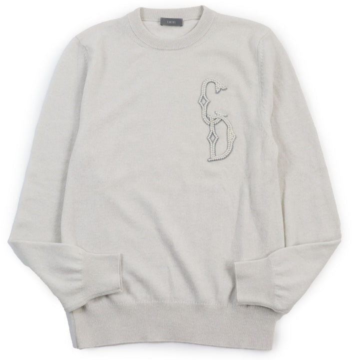 Discounted Excellent DIOR sweater CD Interlace Knit Gray cashmere mens XS 343M640AT721