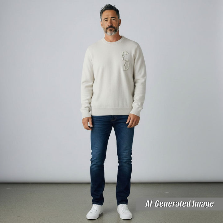 Discounted Excellent DIOR sweater CD Interlace Knit Gray cashmere mens XS 343M640AT721