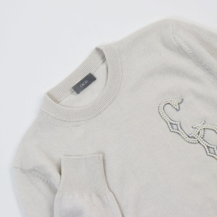 Discounted Excellent DIOR sweater CD Interlace Knit Gray cashmere mens XS 343M640AT721