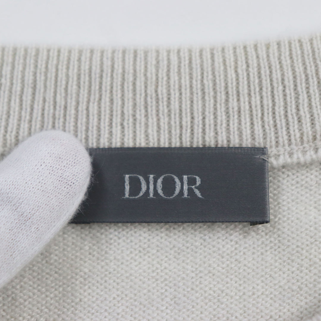 Discounted Excellent DIOR sweater CD Interlace Knit Gray cashmere mens XS 343M640AT721