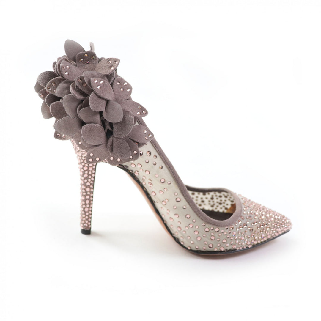 Discounted 
 Excellent Bruno Magli pumps GELMER Leather flower and rhinestone pointed toe pink beige Women 35