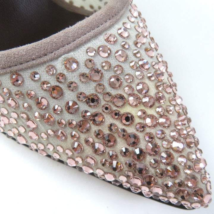 Discounted 
 Excellent Bruno Magli pumps GELMER Leather flower and rhinestone pointed toe pink beige Women 35