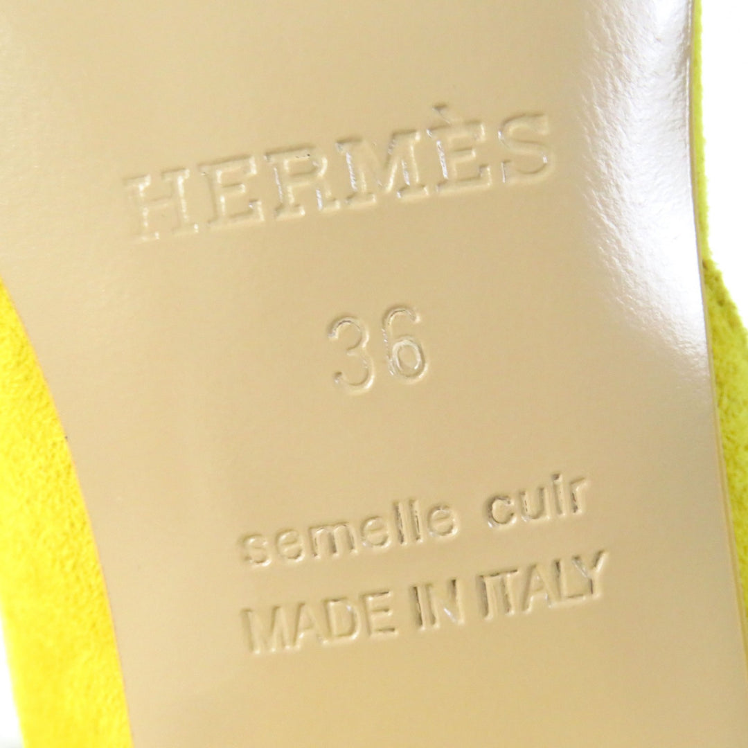 Discounted Great HERMES Sandals Choc Crew Medall yellow Suede leather Women 36 211054Z