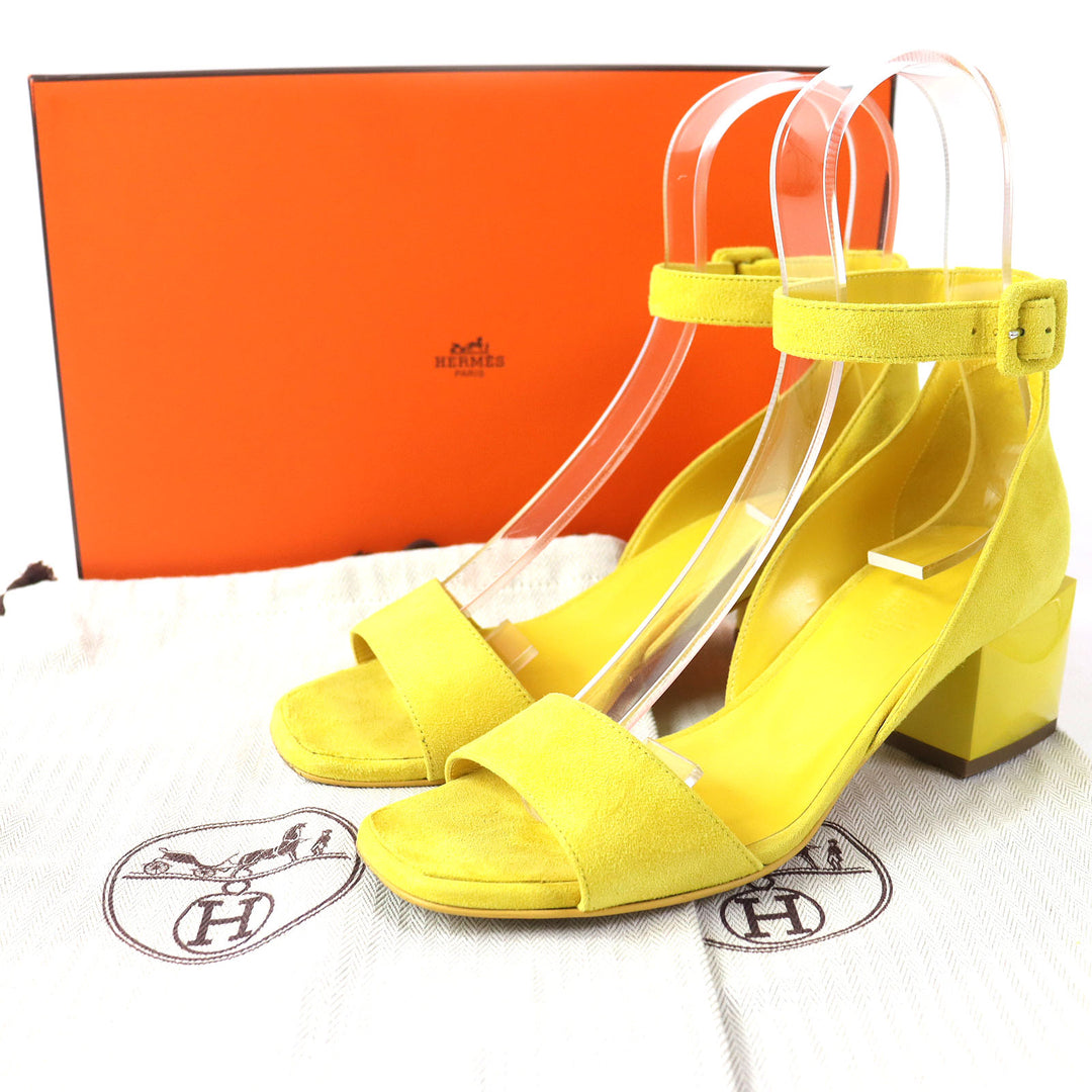 Discounted Great HERMES Sandals Choc Crew Medall yellow Suede leather Women 36 211054Z