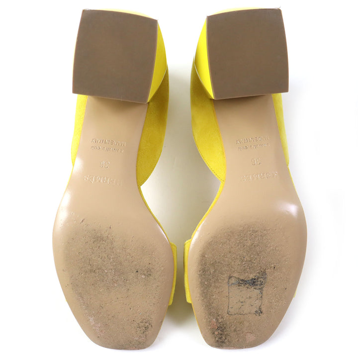 Discounted Great HERMES Sandals Choc Crew Medall yellow Suede leather Women 36 211054Z