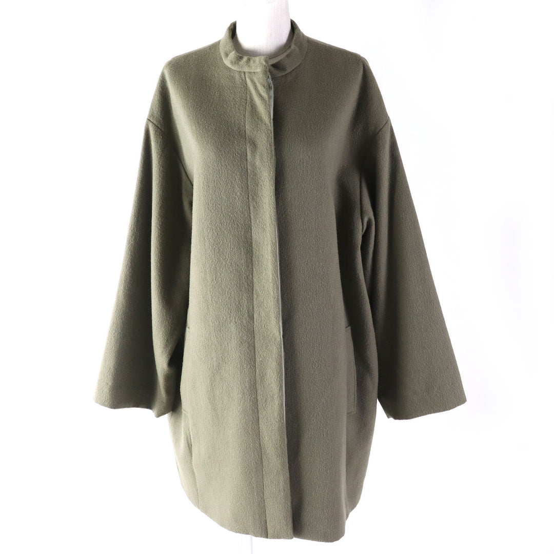 Discounted Pristine SEEALL coat 25% cashmere, band collar, concealed placket, wool 36 SAW21
