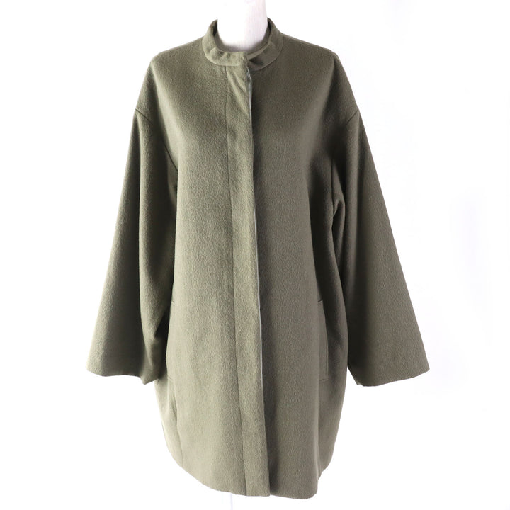 Discounted Pristine SEEALL coat 25% cashmere, band collar, concealed placket, wool 36 SAW21