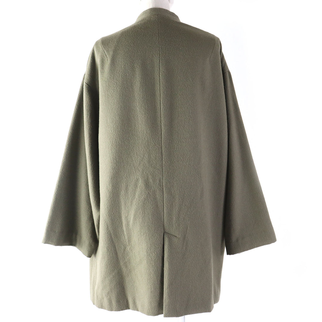 Discounted Pristine SEEALL coat 25% cashmere, band collar, concealed placket, wool 36 SAW21