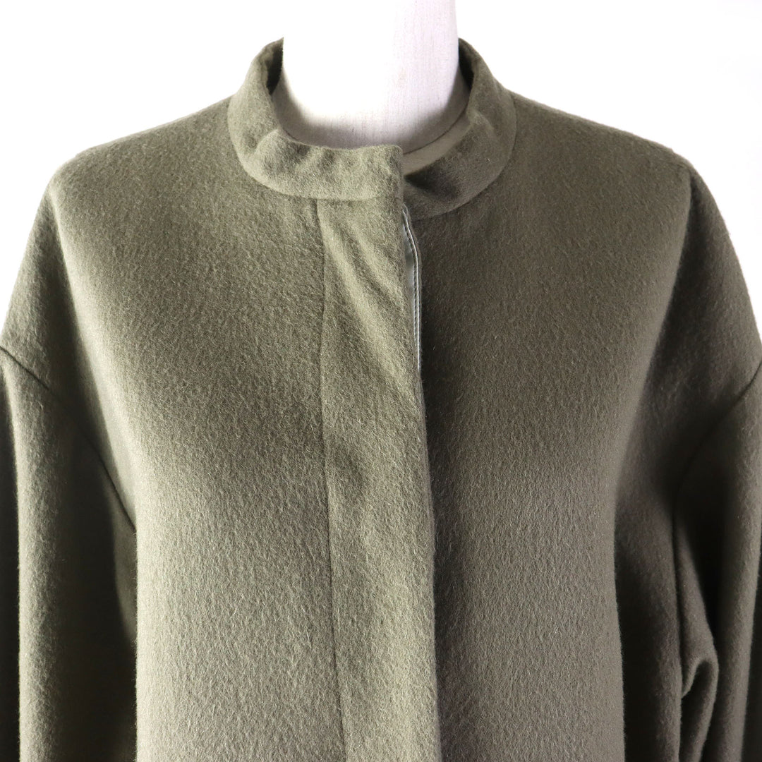 Discounted Pristine SEEALL coat 25% cashmere, band collar, concealed placket, wool 36 SAW21