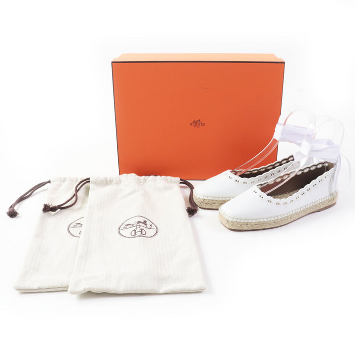 Discounted Pristine HERMES Leather shoes Guapa shane d'ancle espadrilles white leather