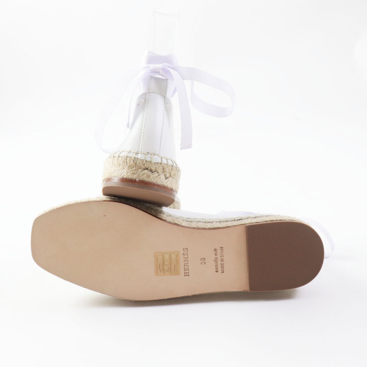 Discounted Pristine HERMES Leather shoes Guapa shane d'ancle espadrilles white leather
