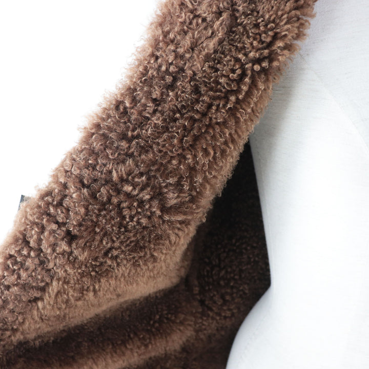 Discounted Pristine SAINT LAURENT PARIS Mouton coat Brown Mouton Women 36 442509