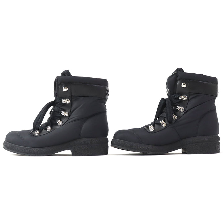 Discounted 
 Great CHANEL short boots COCONEIGE COCONEIGE COCO Mark Leather and Nylon black Women 35.5 G34082