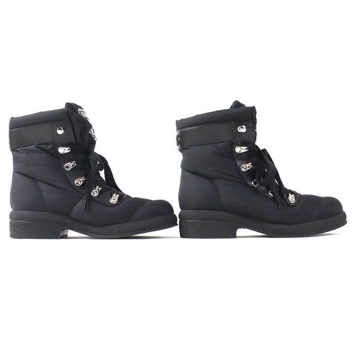 Discounted 
 Great CHANEL short boots COCONEIGE COCONEIGE COCO Mark Leather and Nylon black Women 35.5 G34082