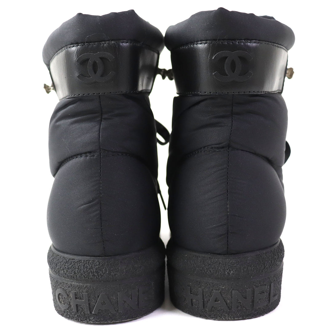 Discounted 
 Great CHANEL short boots COCONEIGE COCONEIGE COCO Mark Leather and Nylon black Women 35.5 G34082