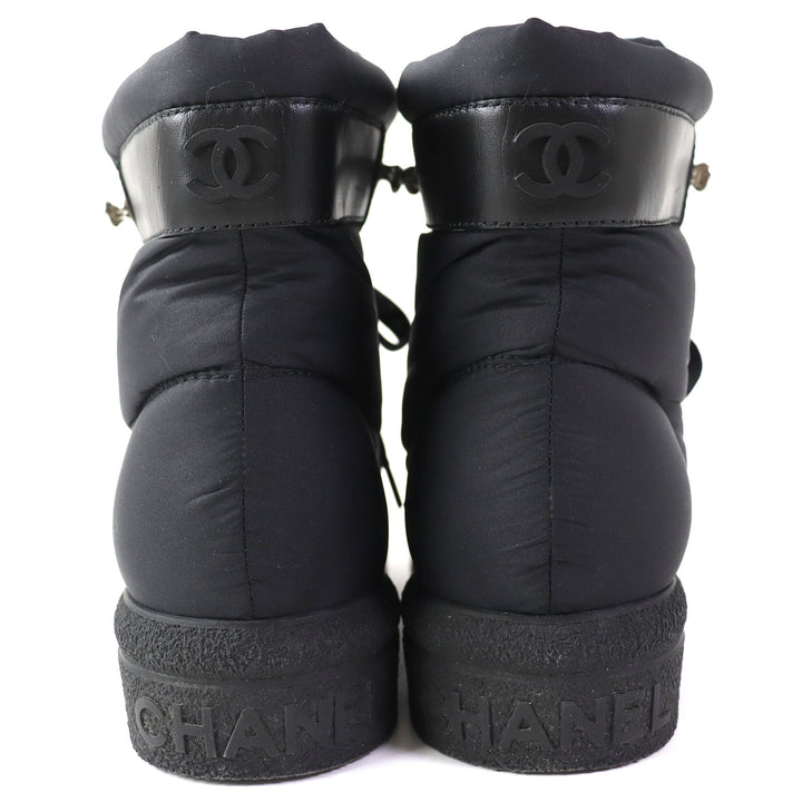 Discounted 
 Great CHANEL short boots COCONEIGE COCONEIGE COCO Mark Leather and Nylon black Women 35.5 G34082
