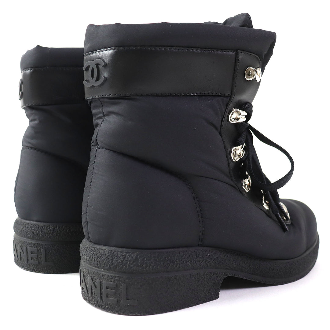 Discounted 
 Great CHANEL short boots COCONEIGE COCONEIGE COCO Mark Leather and Nylon black Women 35.5 G34082