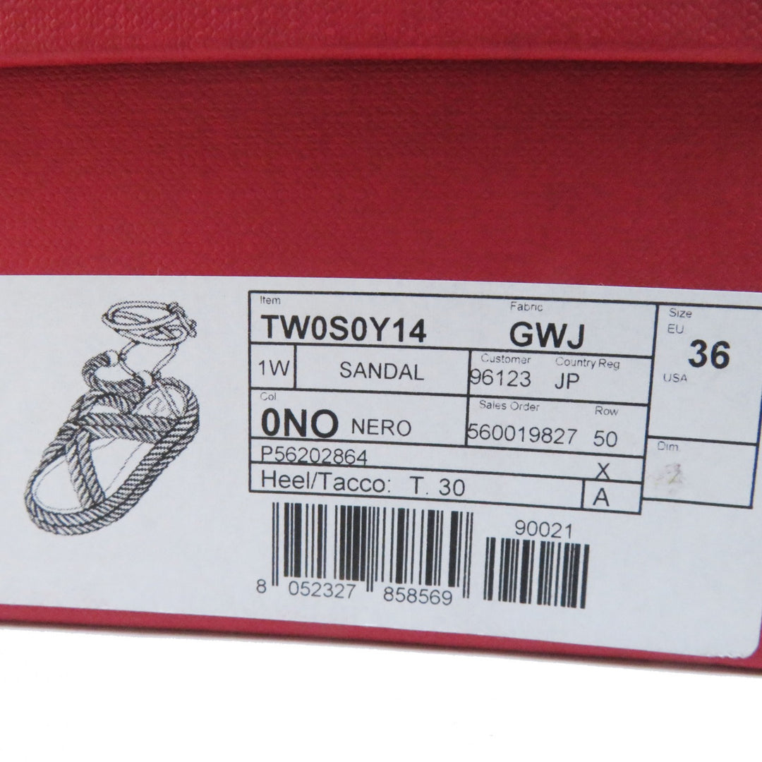 Discounted Excellent Valentino Garavani Sandals Rope leather ankle strap NERO Women 36