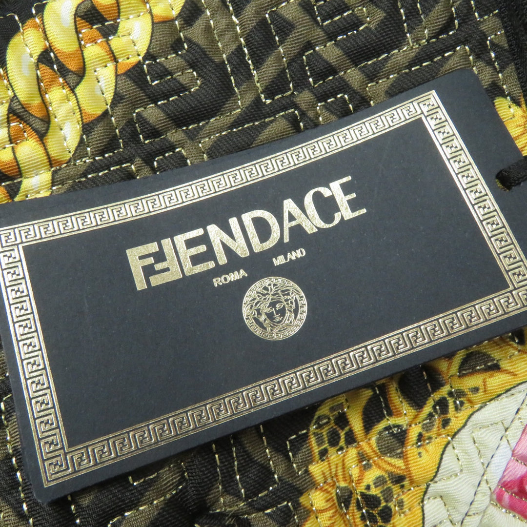 Discounted Pristine FENDACE Blouson FF logo Baroque Pattern Black Multi silk Women 36 FJ7258